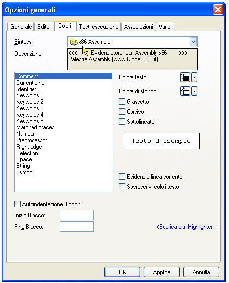 Configurazione di ConText - Configurazione per Assembly