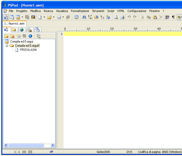 Editor PsPad - Schermata iniziale