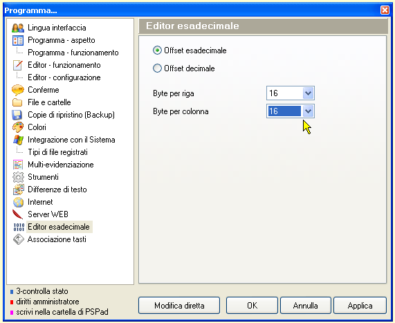 Configurazione di PSPad - Editor esadecimale