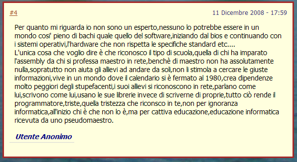 Opinione saggia, ma ANONIMA