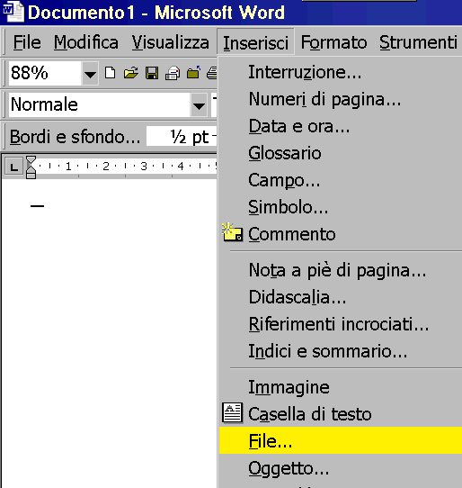 WinWord - Inserisci Testo