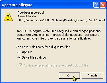 Scaricare un sorgente ASM: con Win XP senza protezione