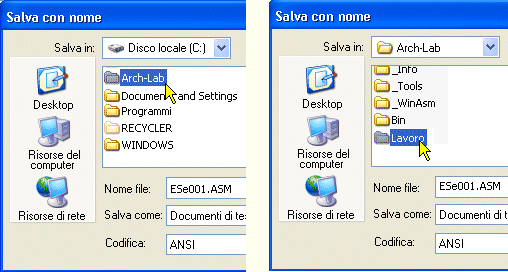 Scaricare un sorgente ASM: scelta della cartella